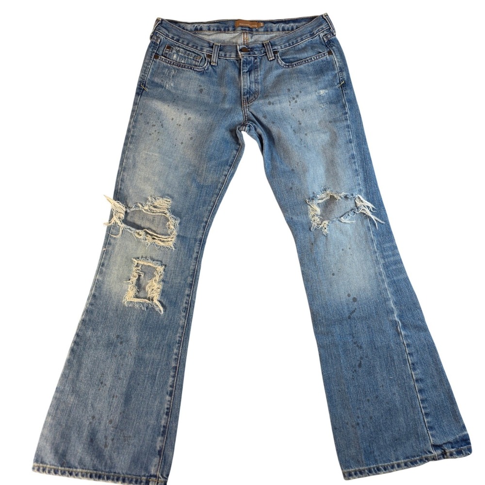 Abercrombie & Fitch Madison Jeans Womens 10R Blue Denim Distressed Flare Y2K